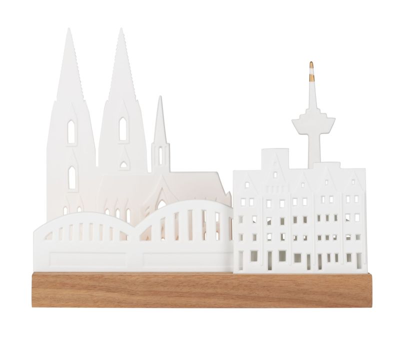 Lichtobjekt Stadtsilhouette Köln Räder